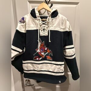 47 Brand Arizona Coyotes Vintage Lacer Black Hoody Jersey Hood Forty Seven Med